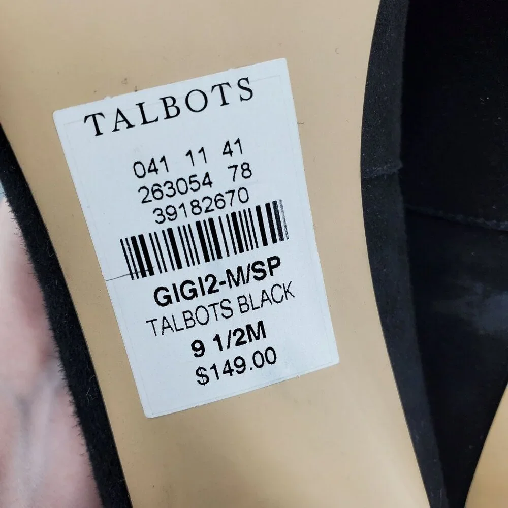 Talbots Women's Black Suede Round‎ Toe Faux Snake Skin High Heel Pump Shoes 9.5